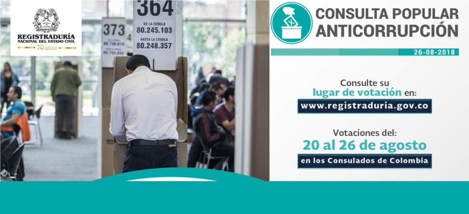 Consulado de Colombia en Bakú publica los puestos votación para la Consulta Popular Anticorrupción que se realizará del 20 al 26 